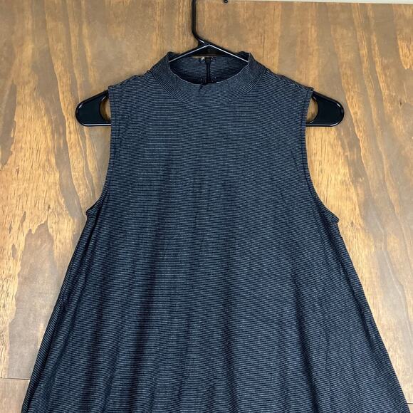 Artisan NY Womens Dress Gray White Striped High Neck Sleeveless Stretch Small - Picture 2 of 12